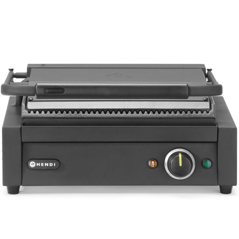 Grill elektryczny kontaktowy z płytą ryflowaną 340x235 mm 2200 W (2)