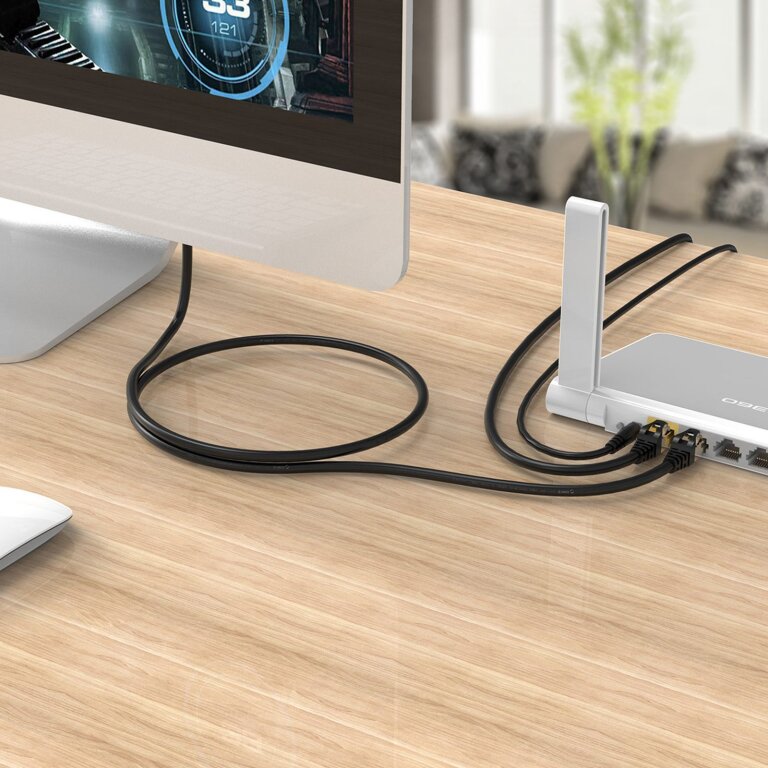 Kabel sieciowy internetowy okrągły LAN CAT7 10Gbps RJ45 2m - czarny (8)