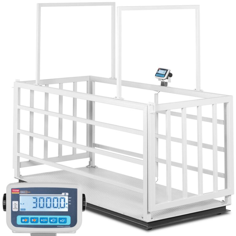Waga weterynaryjna platformowa z klatką dla zwierząt LEGALIZACJA 3000/1 kg 110x240 cm LCD