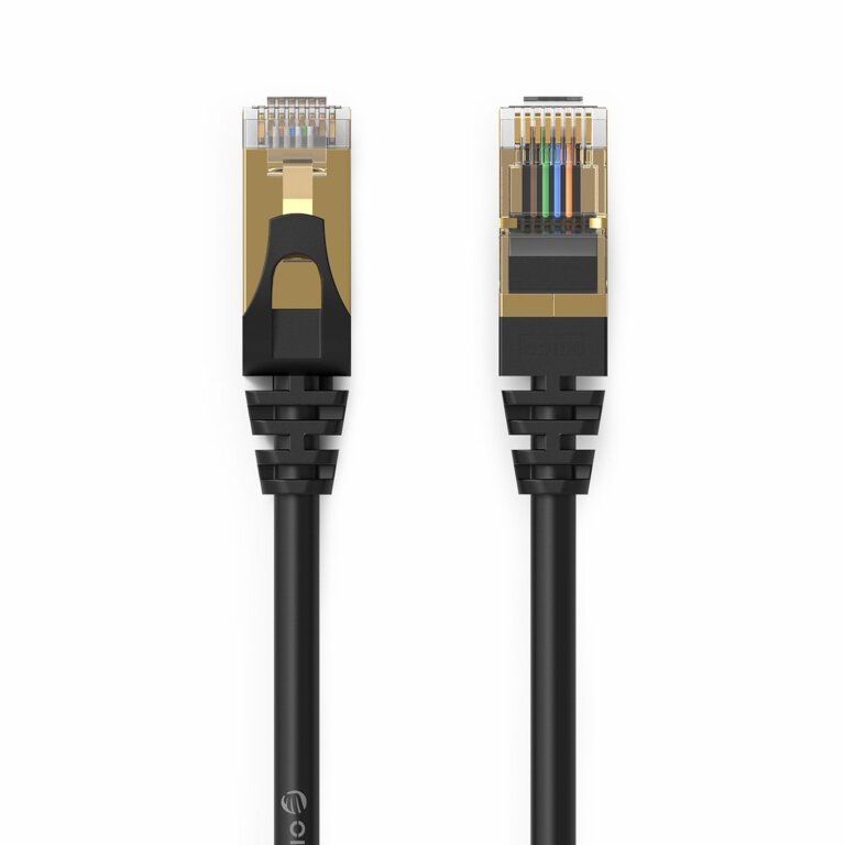 Kabel sieciowy internetowy okrągły LAN CAT7 10Gbps RJ45 20m - czarny